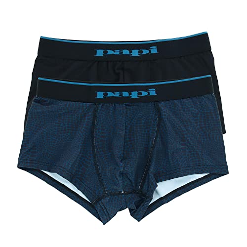 papi Men's Microflex Brazilian Trunks (2-Pack) - UMPA048 (Teal-Leopard, Medium)