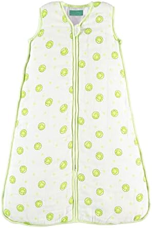 Premium Muslin Sleeping Bag for Baby, 6-12 Months, Super Soft and Light Unisex Wearable Blanket Sack for Toddler, Green and White, 0.5 TOG