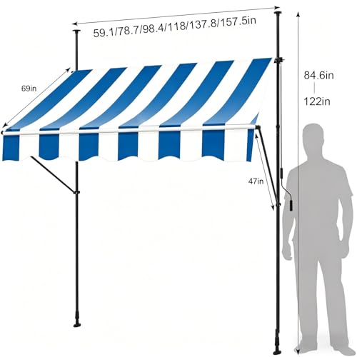 Auvent rétractable manuel à hauteur réglable avec housse polyester - 8