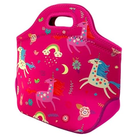 GOPRENE Neoprene Insulated Lunch Bag for Kids Pink Unicorn Fits Bentgo Kids, YUMBOX, Snacks, And Water Bottles Cover