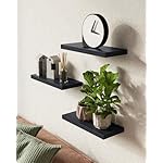 BAYKA Floating Shelves for Wall, Wall Mounted Rustic Wood Shelves for Bathroom, Bedroom, Living Room, Kitchen, Hanging Shelf for Books/Storage/Room Decor with 22lbs Capacity (Black, Set of 3, 15.7in) - Image 2