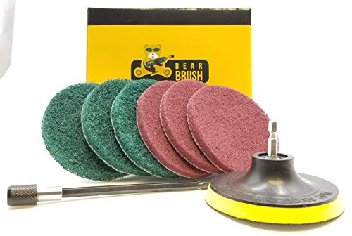 8 Piece Scouring Pads Kit. Drill Powered Scrubbing Action For Cleaning Ovens, Stoves