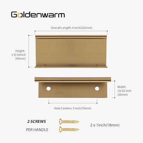 Image of Goldenwarm 10 Pack 3in Champagne Bronze Finger Edge Pulls for Cabinet
