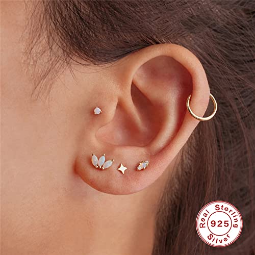 Solid 925 Sterling Silver Flat Back Stud Earrings, 16 Gauge Cartilage Helix Piercing One Piece2