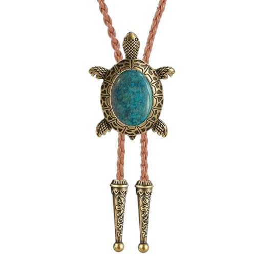 Image of Jeilwiy Bolo Tie for Men Western Cowboy Tie Necklace Gold Bolo Tie Leather Necktie Halloween Tie Accessories for Women