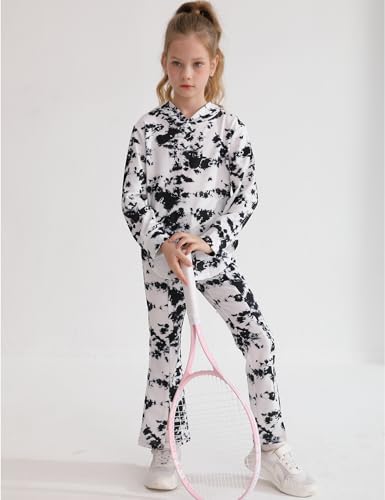 Image of Girls Clothes Tie Dye Sweatsuit Long Sleeve Sweatshirt Tops and Flare Pants 2PCS Girls Fall Clothes