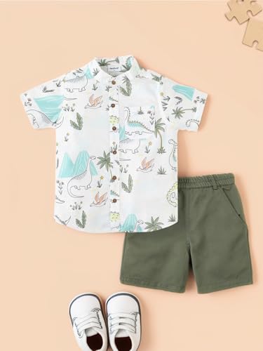 Image of Nautinati Boys Printed Collared Shirt with Shorts Clothing Set | Age 1-5 Years