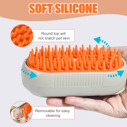 Image of Cat Steam Brush, 4-in-1 Steam Brush For Cats, Electric Misting & Massage Tool For Cat Shedding Control, Gentle Grooming Cleaner, All-in-1 Pet Care Solution(White)