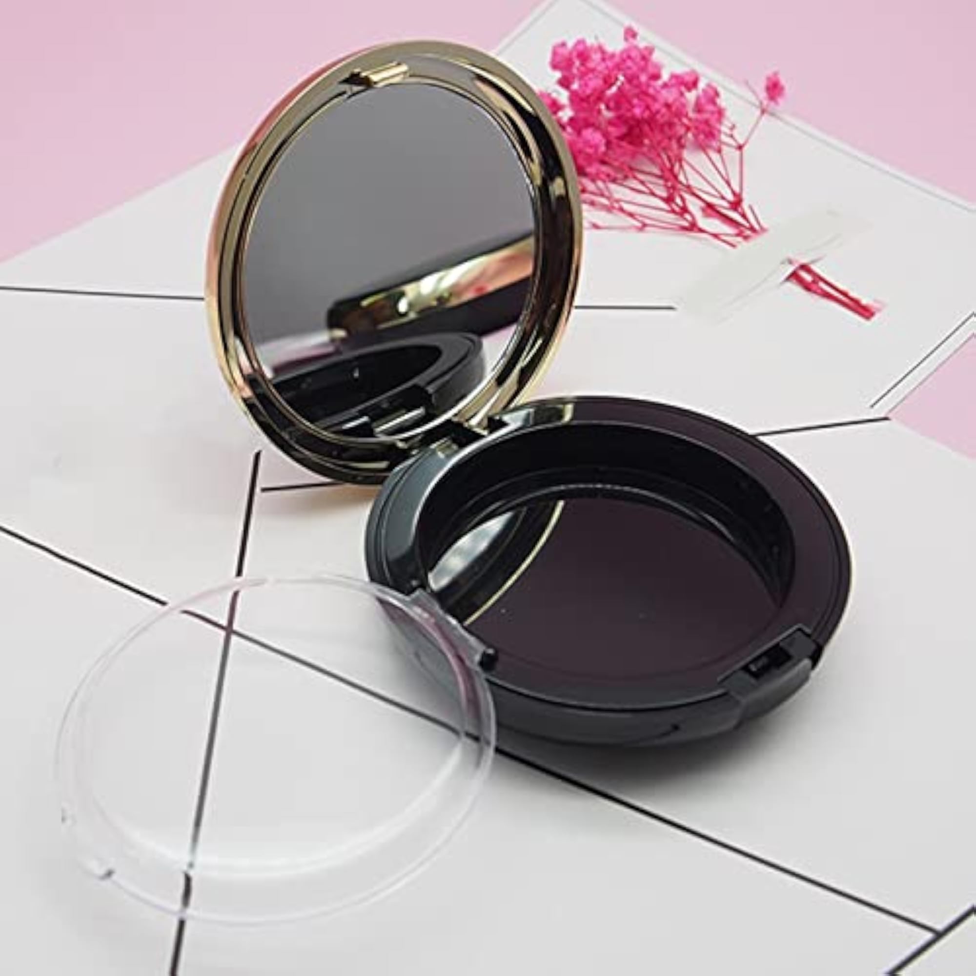 3x Cosmetic Empty Highlighter Case Holder Travel Container with Mirror