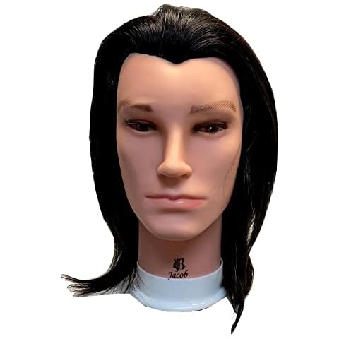 HairZtar 100% Human Hair Male Mannequin Head Hairdresser Training Head Manikin Cosmetology Doll Head Cover