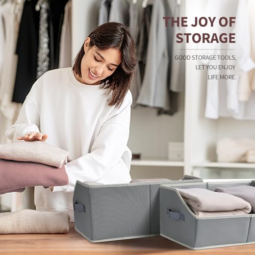 Image of Homsorout Large Storage Bins Baskets - 6 Pack Closet Storage Cubes, Fabric Baskets for Organizing, Cube Organizer Bins with Handles, Foldable Boxes for Clothes, Towels, Grey