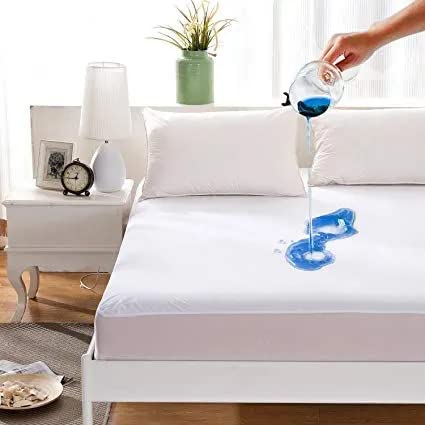 Waterproof 78"x 72" Cotton Fitted King Size Mattress Protector Maroon with Elastic Strap (White)