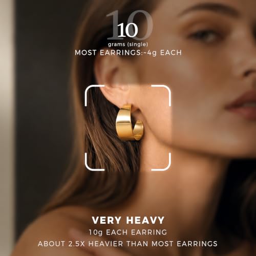 EYESHOCK Statement Chunky Gold Hoop Earrings for Women Hypoallergenic by EYESHOCK - Used condition - Image 2