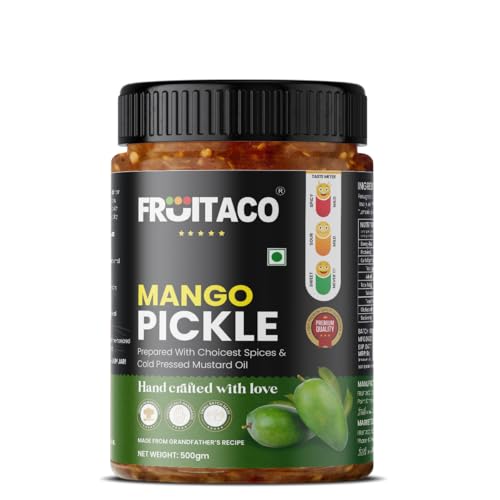 Image of Fruitaco Mango Pickle - Authentic Indian Pickle with Tangy and Spicy Flavor | Perfect Side for Meal (500 Gm, Mango Pickle)