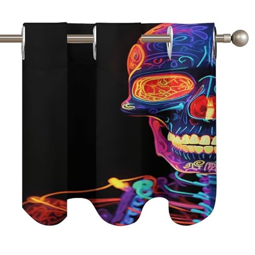 Cortina corta de calavera con bolsillo para rodillo ideal para ventanas de baño y cocina 6
