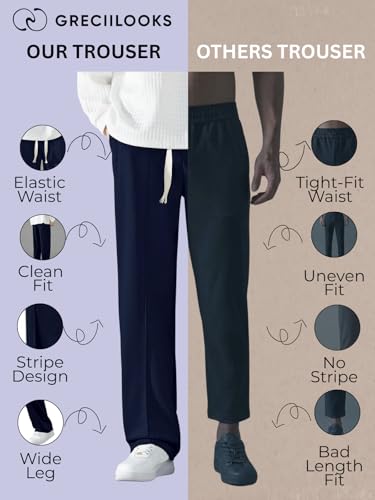 Image of GRECIILOOKS Men's Lycra Cargo Track Pants - Loose Fit Joggers for Men | Korean Style Travel & Lounge Wear with Pockets (Available in Plus Size)