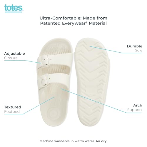 Image of totes Women's Everywear Lightweight Waterproof Adjustable Double Buckle Slide Sandal