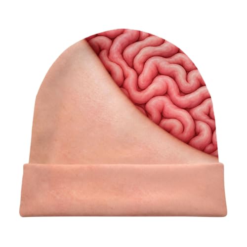 Funny Beanie for Men Women Brain Print Cuffed Knit Winter Hat | Soft Stretch Knit, Foldover Brim, Warm Feel, Quirky Casual Headwear, Weekend Outings, Travel, Holiday Parties - image 2