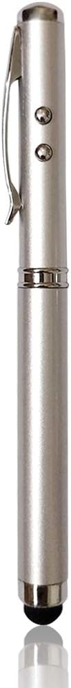et Ballpoint pen,Touch Screen Pen,Multi function business teaching metal Flashlight white light stylus ball point pen four in one function (Silver)