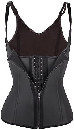 JOYMODE Women's Waist Trainer with Zipper for Weight Loss Corset Body Shaper Size S Black