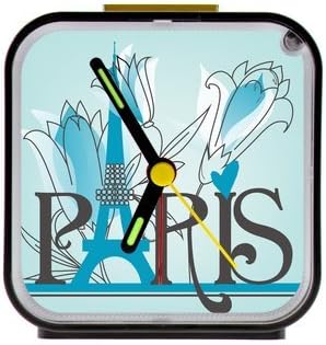 Artsadd Personalized Paris Eiffel Tower Custom Square Black Alarm Clock