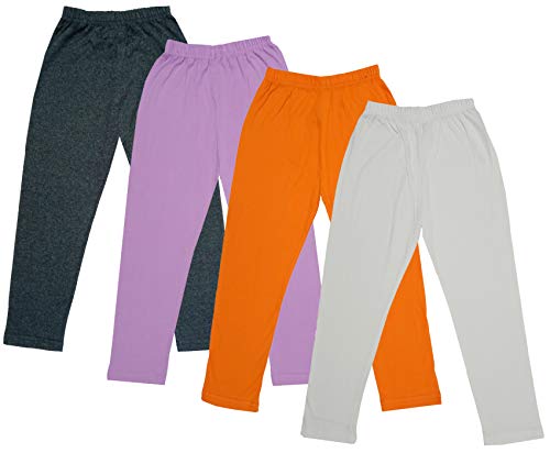 Image of IndiWeaves Girls Super Soft Cotton Solid Capri Pants (Cream, Orange, Purple, Grey,) Pack of 4