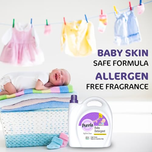 Image of Purela Baby Laundry Detergent 5L | Pediatrician-Tested, Hypoallergenic for Newborns | Stain & Odor Removal | Gentle on Sensitive Skin & Cloth Diapers