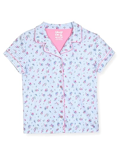 Sleep On It Girls Pajamas Button down Short Sleeve Collared Coat Set, Summer Pajamas for girls sleepwear2