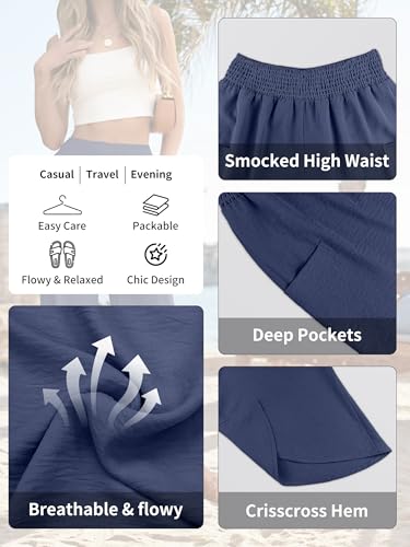 Image of ANRABESS Womens Wide Leg Palazzo Capri Pants 2026 Summer Casual High Waisted Barrel Lounge Flowy Cropped Beach Work Trousers