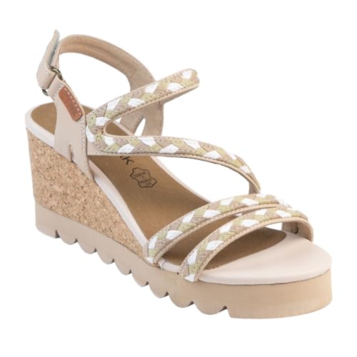 CHATTAWAK Damen 18 Halzabeige36 Sandale mit Absatz, beige, 38 EU