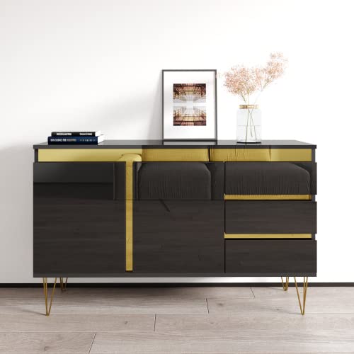 Zlad 51'' Sideboard, Black/Gold #TOP5
