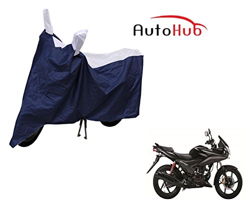 Auto Hub CBF Stunner Bike Cover Waterproof/CBF Stunner Bike Cover/Bike Cover CBF Stunner Waterproof/CBF Stunner Body Cover/Bike Body Cover CBF Stunner (Navy, Silver)