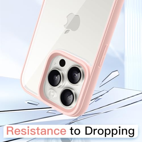 JETech Case for iPhone 15 Pro 6.1-Inch, Shockproof Phone Bumper Cover, Solid Color Matte TPU Frame, Anti-Scratch Clear Back (Pink) - Image 3