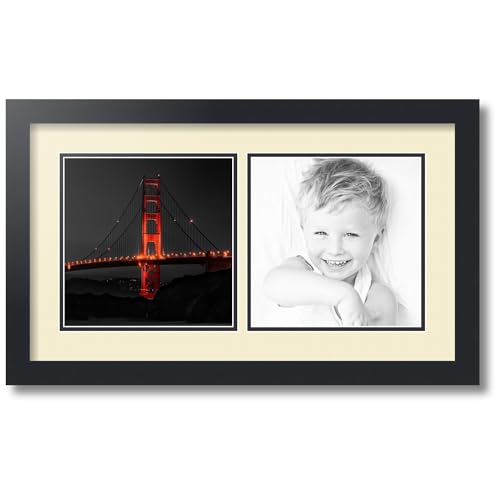 Art to Frames Double-Multimat-1988-791/89-FRBW26079 Collage Photo Frame Double Mat with 2-8.5x8.5 Openings and Satin Black Frame