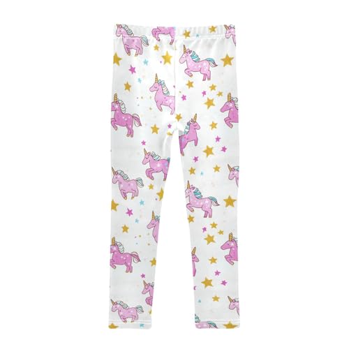 Cute Unicorn Girls' Leggings Toddler Doodles Star Kids Yoga Pants Dance Active Tights 4T2