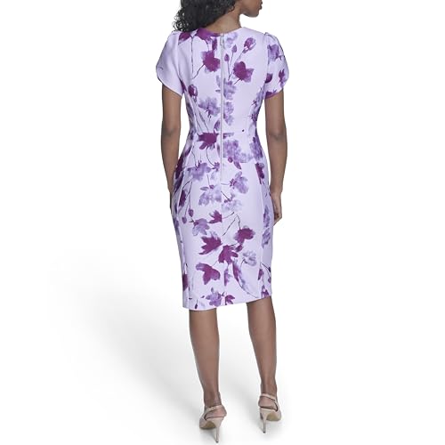 Image of Calvin Klein Tulip Sleeve Floral Sheath