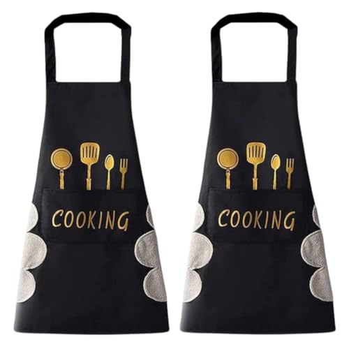 Image of VELVERI 1PACK Waterproof Cooking Apron for Women Men with Big Front Pocket Hand-Wiping Towel | Floral Rabbit Graphic Design | Oil Proof Chef Bib for Home Baking Grilling