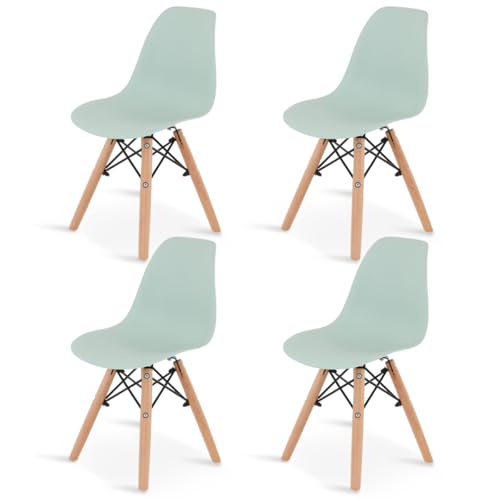 La mejor comparación de Sillas de Plastico para Niños - los más vendidos. 44 BABY GAON Sillas Infantiles para Niños con Asiento Ergonomico de Plastico y Estructura de Madera Diseño Tipo Eames - Sillas Preescolar Estilo Moderno con Soporte de Acero Set 4...