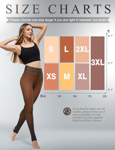 Image of KBVOT Fleece Lined Tights Women Sheer Warm Pantyhose Leggings Fake Translucent Thermal Winter Thick Tights for Dresses