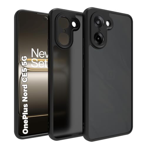 Image of RIGGEAR Shockproof Sleek Hybrid Armor Back Cover Case for OnePlus Nord CE5 / Nord CE 5 5G (Smoke Black Matte PC and Black TPU Bumper)