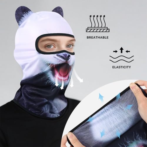 Image of 3D Cat Ski Balaclava Sheisty Face Mask with Ears Cute Animal Ski Mask for Music Festivals Raves Party Outdoor Activities