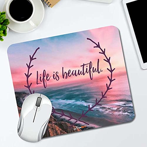 Image of Rectangle Mouse Pad, Anti Slip Rubber Life is Beautiful Mousepads Desktops Gaming Mouse Mat Customized Designed for Home and Office, 8.6 X 7.08 Inches