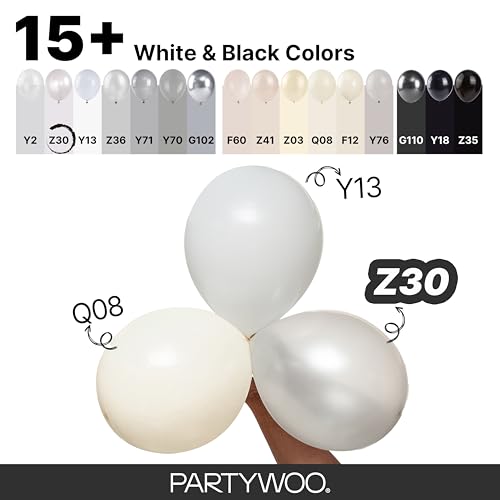 Image of PartyWoo Pearl White Balloons 145pcs Different Sizes Pack of 18 12 10 5 Inch Metallic White Latex Balloon Arch Kit Garland for Wedding Graduation Baby Shower Birthday Party Decorations White-Z30
