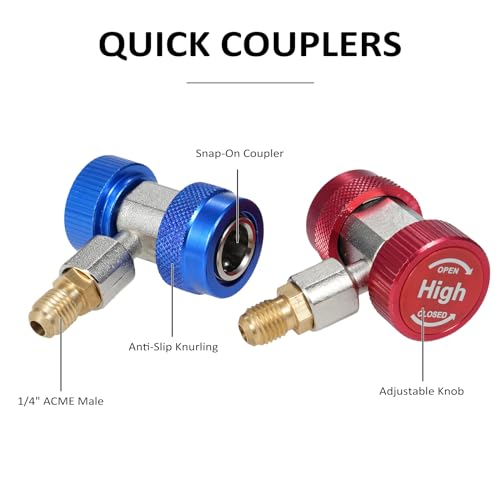 Set de Adaptadores A/C R134A con Conectores y Llave miniatura 3