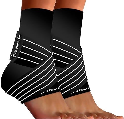 the Pronto Co. Ankle Brace (2 Pack) – Adjustable Compression Support Sleeve for Plantar Fasciitis, Sprained Ankle, Tendonitis, Injury Recovery – Breathable, One Size Fits Most, for Men & Women