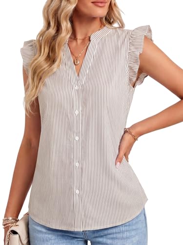 Image of Vrtige Women's Dressy Striped V Neck Blouse