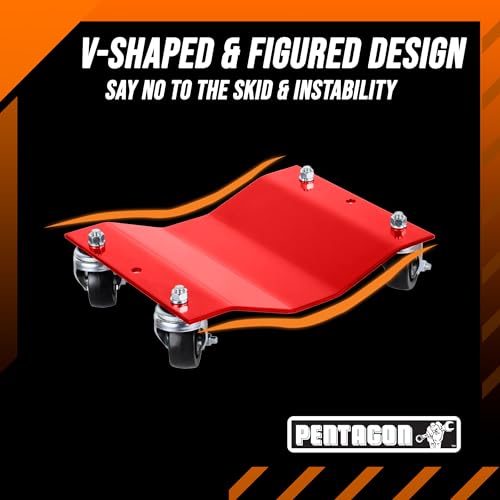 Image of Car Wheel Dolly Set of 4 - Heavy Duty Antiskid 16x12 inch Car Dolly Tire Skates with 6000lb Capacity - 360 Degree Rotatable Wheel Dollies for Trucks, Trailers, Motorcycles or Boats by Pentagon Tools