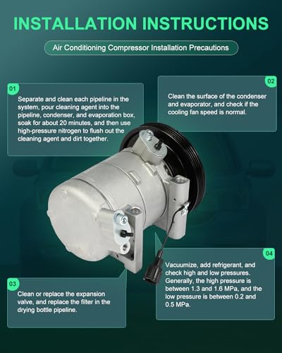 Image of SCITOO A /C Compressor fit for Nissan for Frontier 3.3L 1999-2004 | Fast Cooling, Ultra Low Noise (≤72 dB)Air Conditioner Compressor with Clutch, Easy Installation, 1522013 1522014 10348171