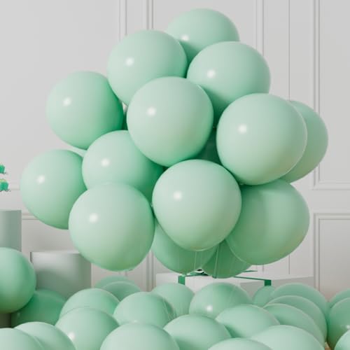 Image of AULE 50Pcs Latex 12 Inch Mint Green Balloons Pastel Green | Helium Party Happy Birthday Graduation Gender Reveal Shower Wedding Decoration