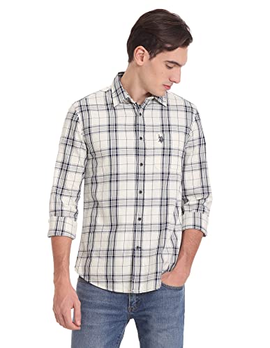 Image of U.S. Polo ASSN. Men's Cotton Regular Fit Tartan Check Twill Casual Shirt